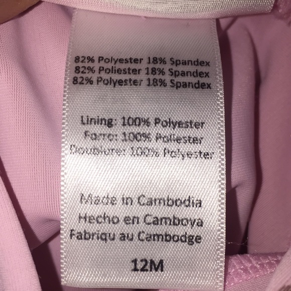 Floatimini Infant Girls Rash Guard Swim Suit 12 Months Pink with Gold Hearts - Picture 10 of 14